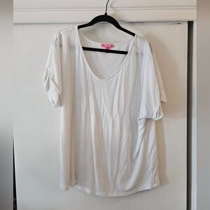 Isaac Mizrahi White Asymmetrical Blouse